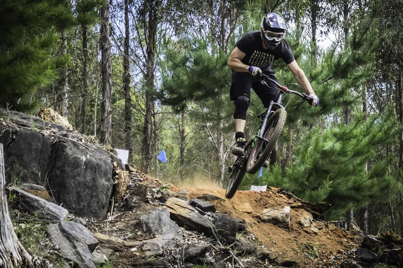 Enduro mountain biking in the forest