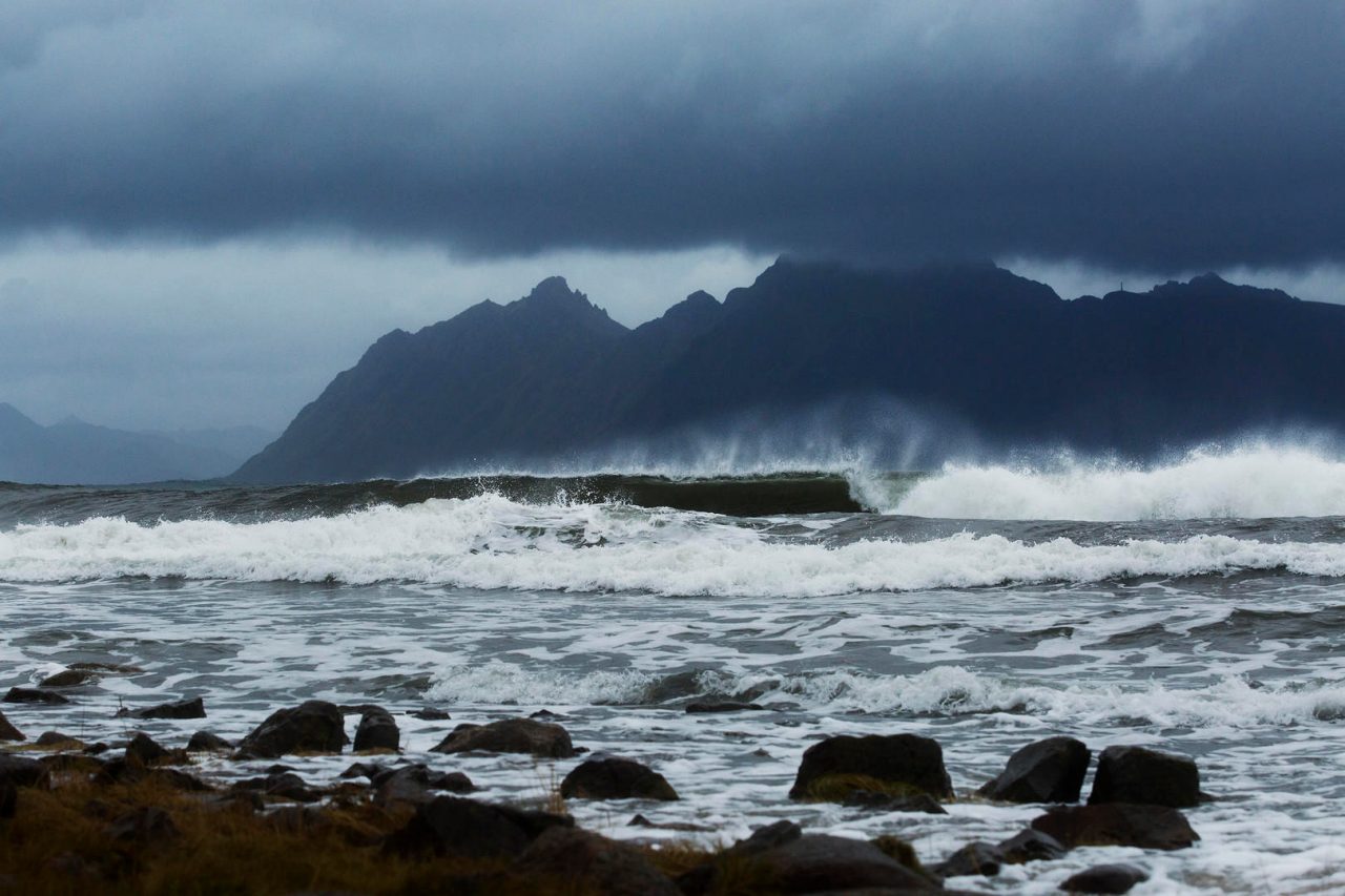 Arctic Surfing in Lofoten, Northern Norway, Europe